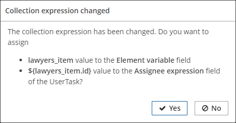 collection expression changed dialog