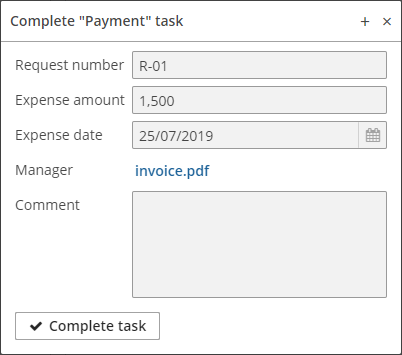 payment task complete form