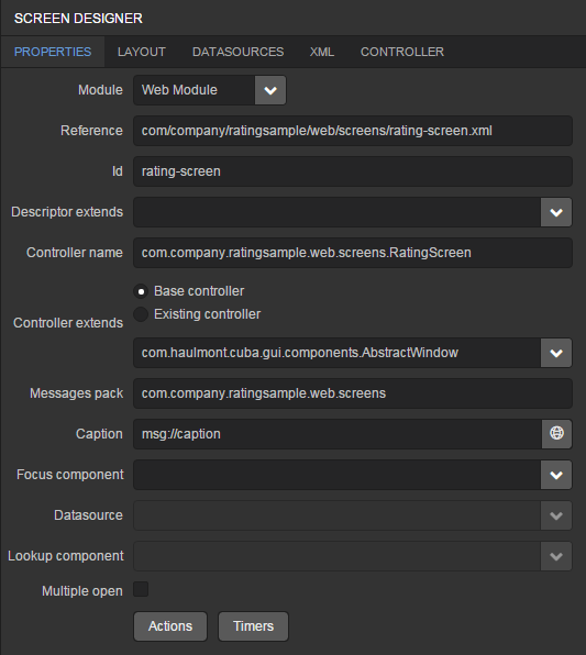 gwt rating screen designer