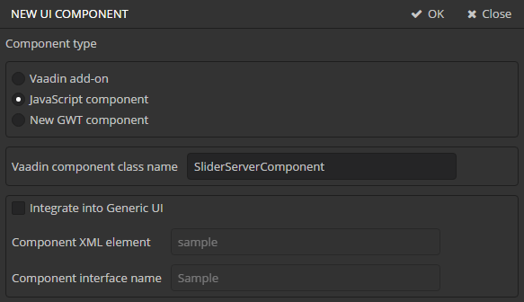 studio js component wizard