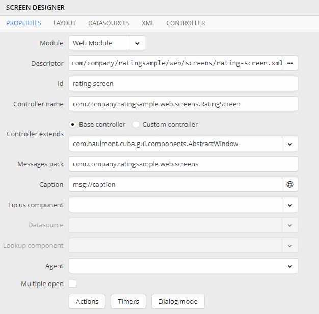 gwt rating screen designer