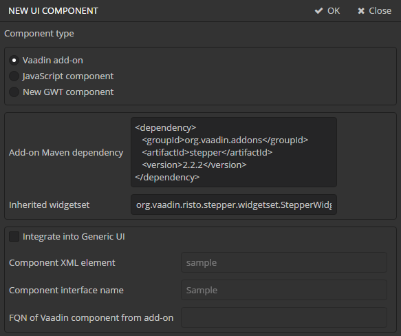 studio vaadin addon wizard no gui