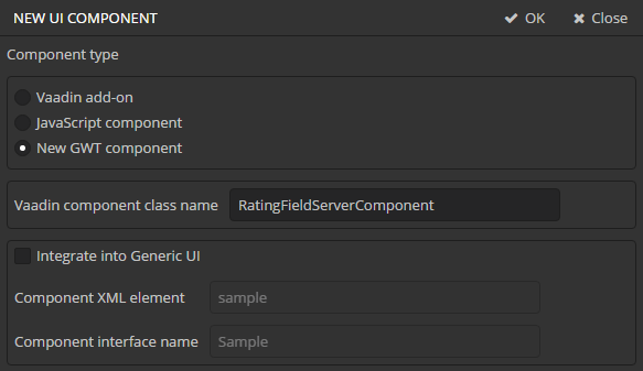 studio gwt component wizard