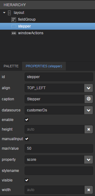 stepper component properties