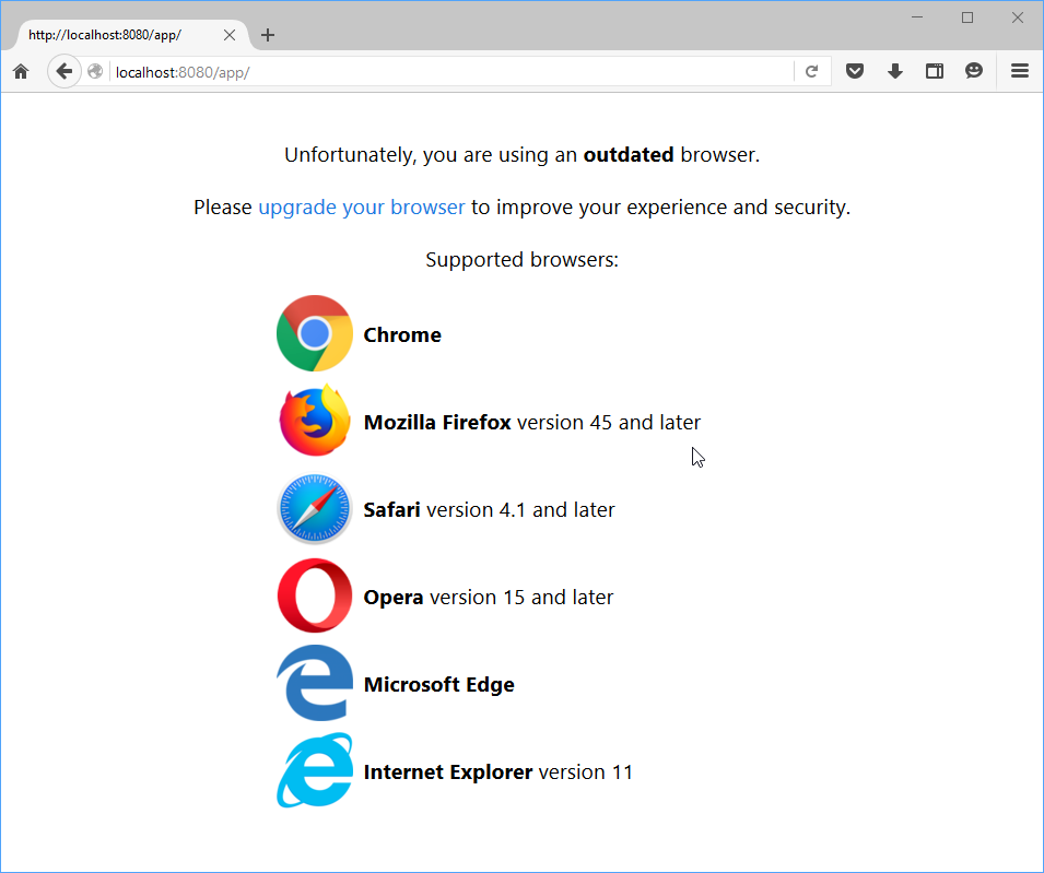 unsupported browser page
