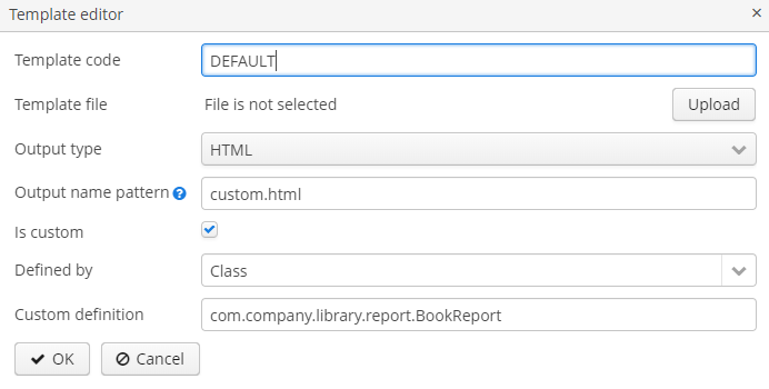 class defined template