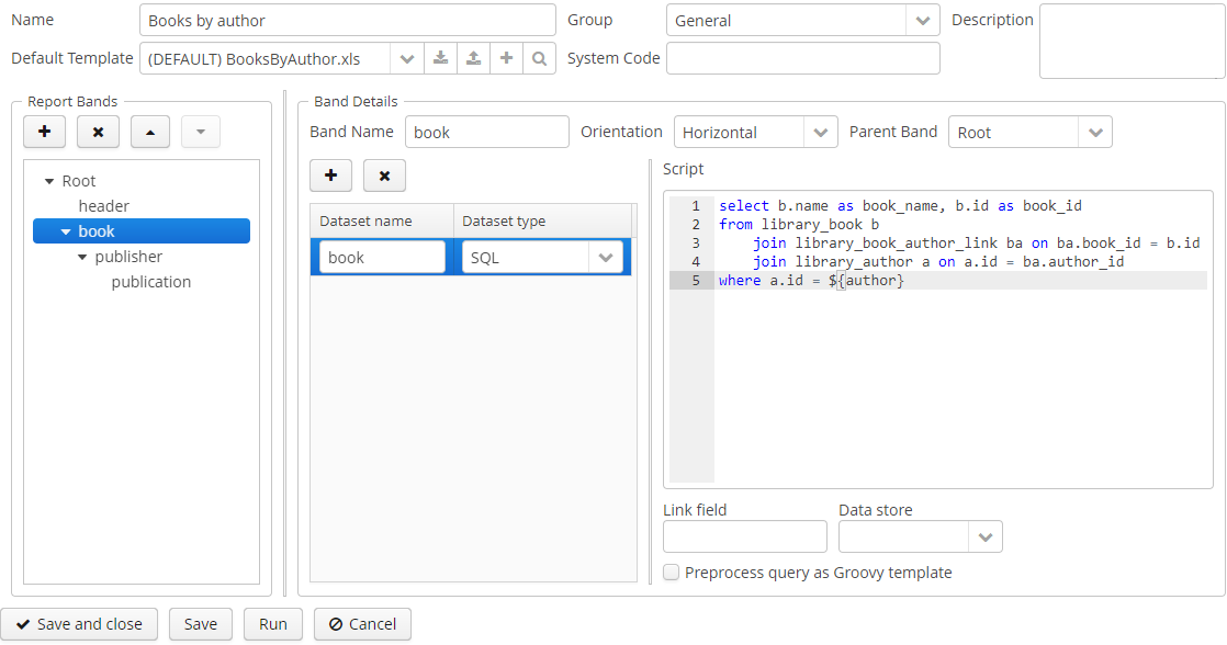 Report Data Structure - CUBA Platform. Report Generator