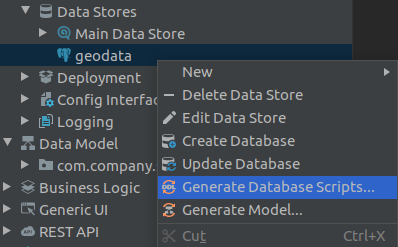 data store context menu
